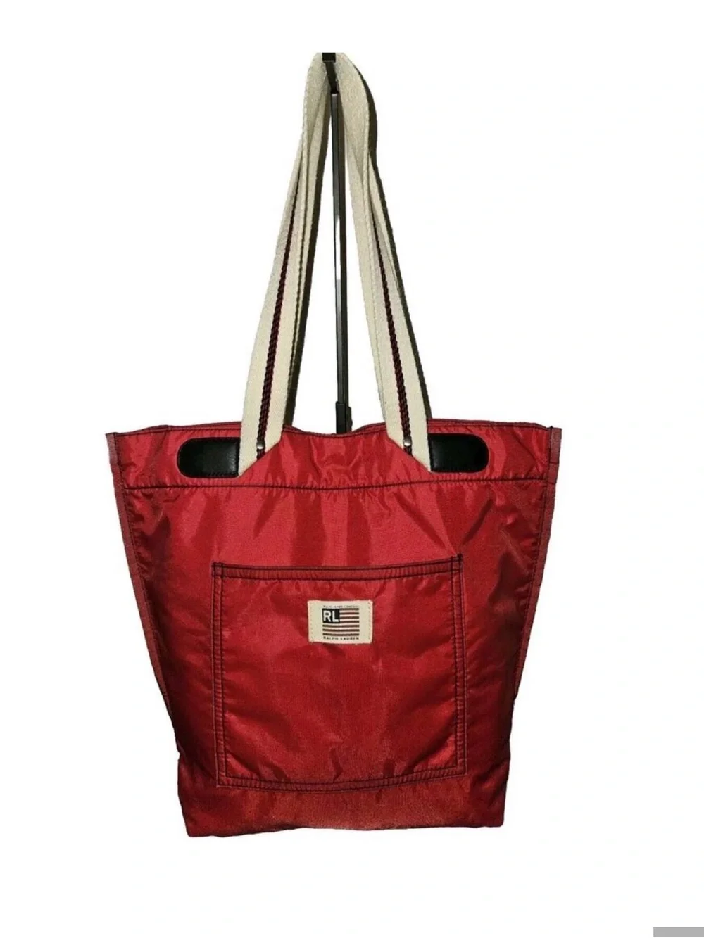 VTG RALPH LAUREN POLO Red Tote Bag Canvas Shoulder Bag Tote 15x13x5
